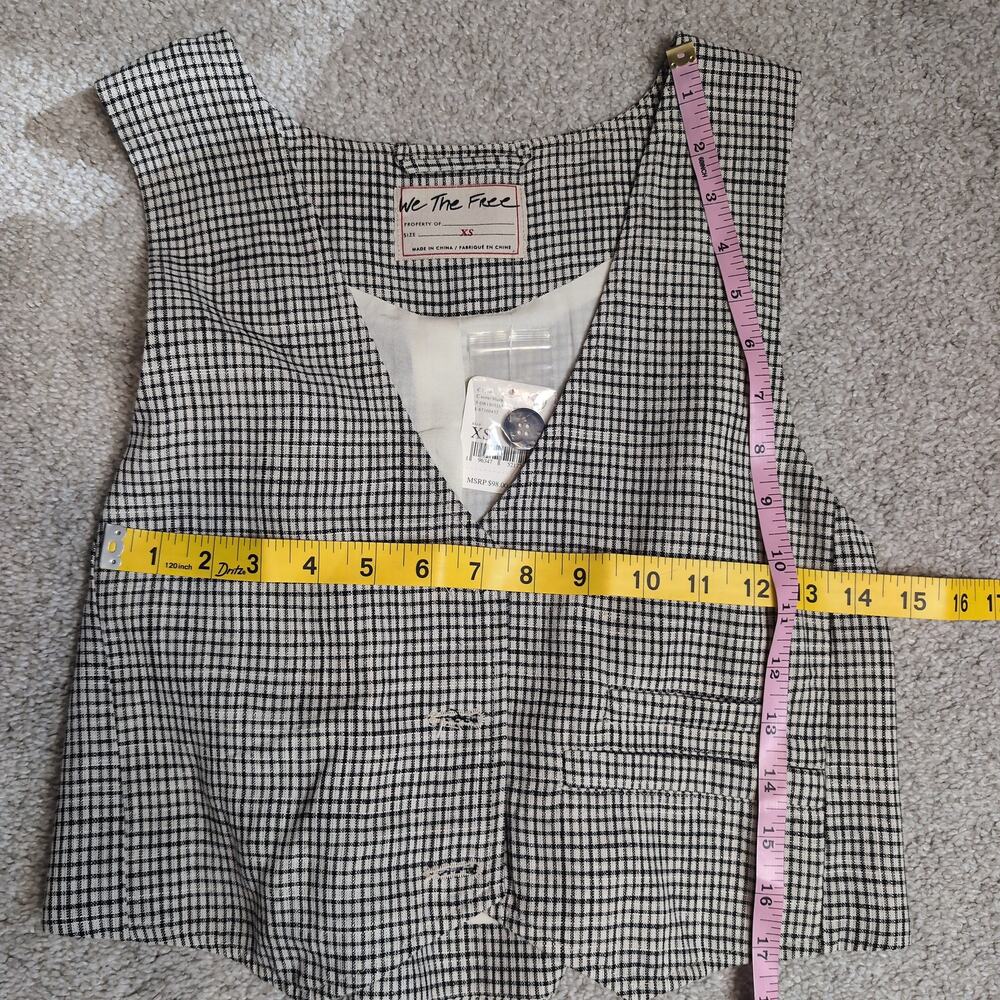 Check Pattern Button Front Free People Vest - Picture 4 of 5